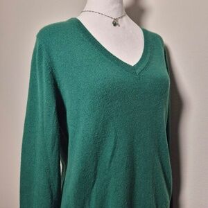 Quince Womens 100% Soft Mongolian Cashmere Crewneck Sweater In Everglade Green M
